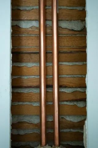 New copper repipe, fresh copper supply lines in an open wall